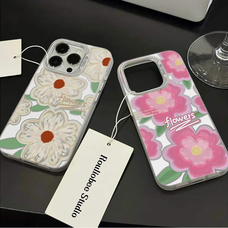 ins淡白花花适用iPhone15/14可爱手机壳苹果vivo华为小米oppo小众