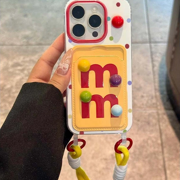 欧克里里M豆立体五色圆球卡包壳苹果14iPhone15可爱13/12手机壳11