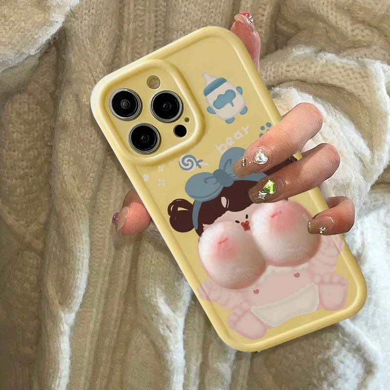 欧克里里小宝宝捏捏脸蛋苹果13手机壳iphone14promax/11卡通xs/xr