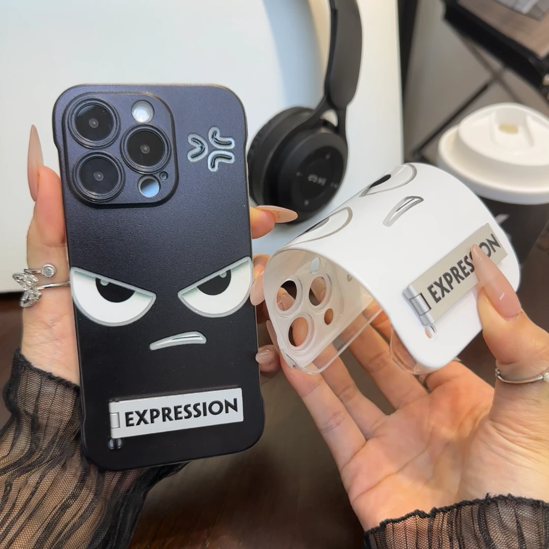 欧克里里凶凶表情适用苹果16无边框支架手机壳华为vivo小米oppo套