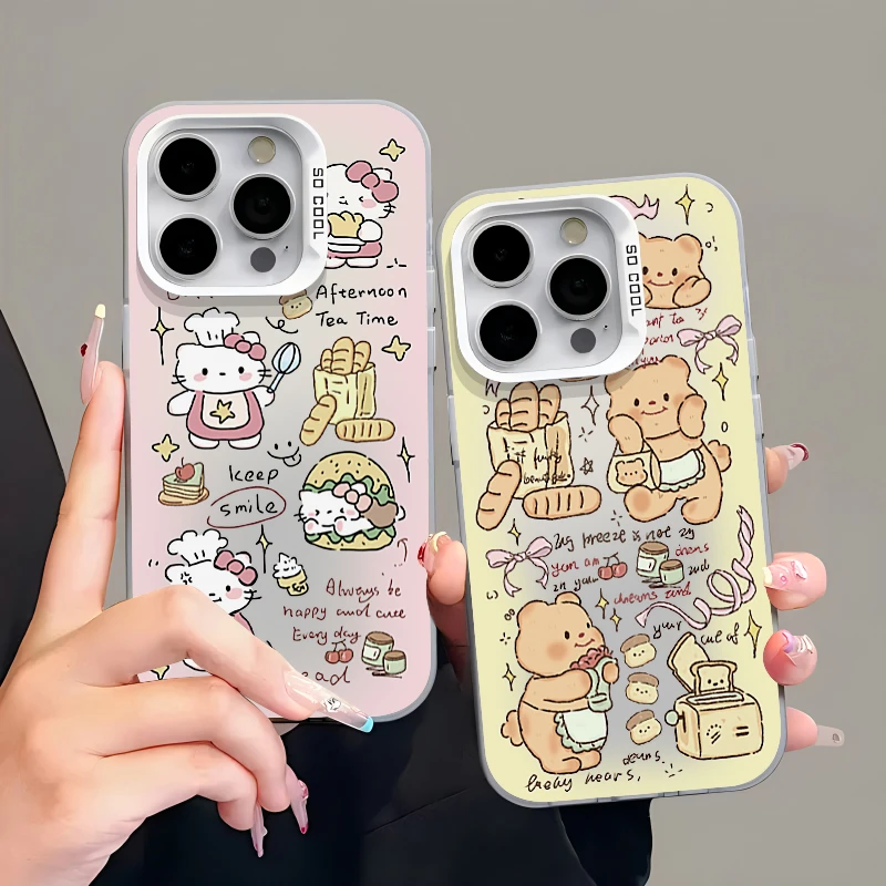 粉KT适用iphone15/14/13元气壳12黄油熊11手机壳vivo华为oppo小米