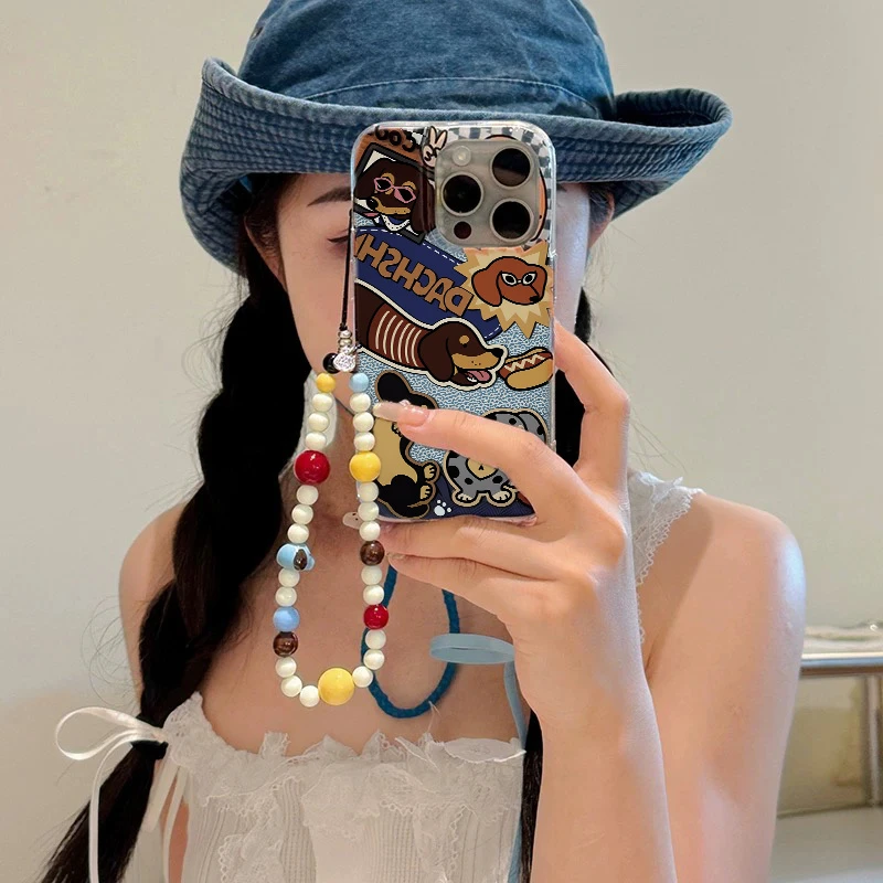 欧克里里牛仔涂鸦狗手链适用苹果16羽纱手机壳vivo华为oppo小米14