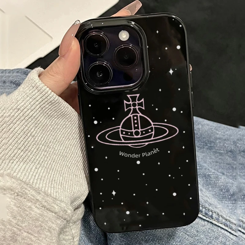 欧克里里粉色小星球大孔亮黑iPhone15/14手机壳苹果13全包12软11