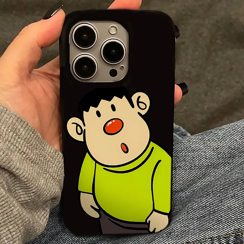 欧克里里红鼻子胖虎大孔亮黑适用iPhone15/14手机壳苹果13/12/11
