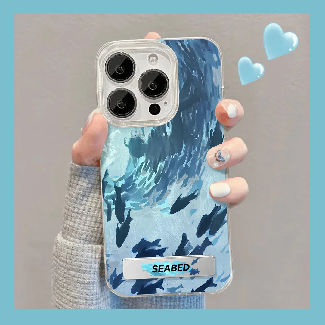 欧克里里ins深海鱼群适用羽纱苹果15支架手机壳华为vivo小米oppo