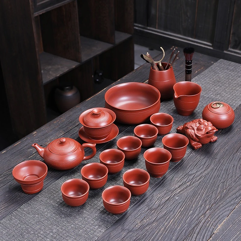 （林永南）原矿紫砂朱泥大红袍纯手工大号跳刀茶壶高档家用礼盒包装