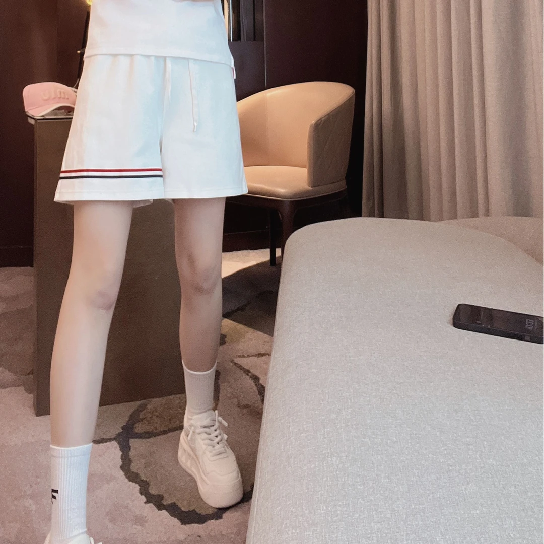 雪姐服饰「织带短裤」夏季时尚百搭短裤显瘦宽松抽绳休闲短裤