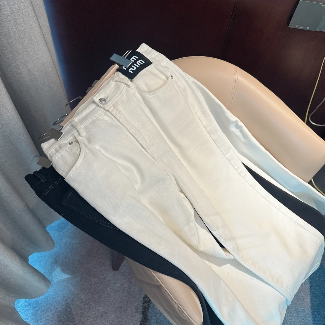 雪姐服饰「小白牛长裤」秋季新款中腰显瘦直筒裤休闲牛仔长裤