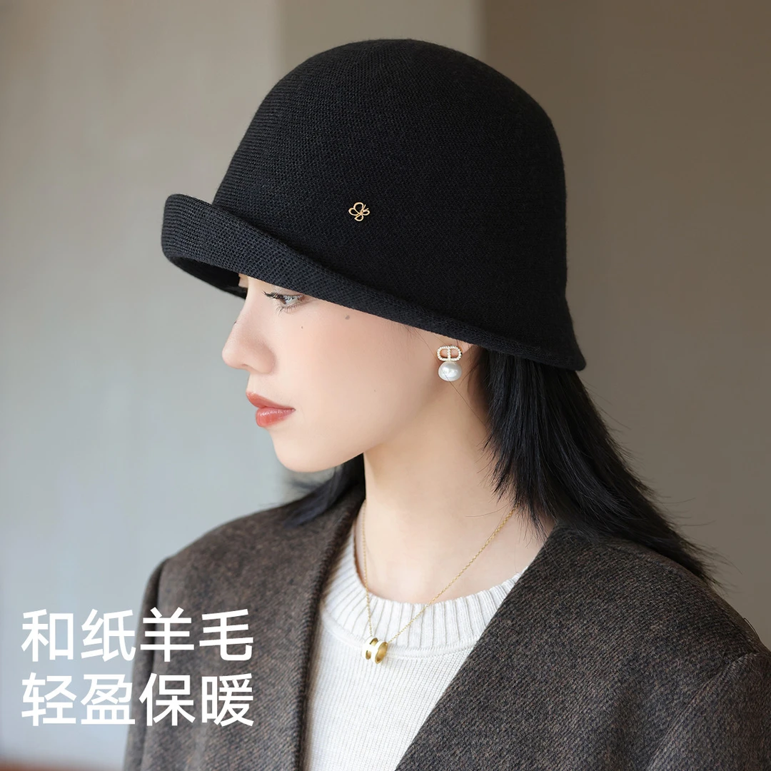 【奢品和纸羊毛】女士保暖渔夫帽时尚显脸小高级感洋气盆帽子冬款