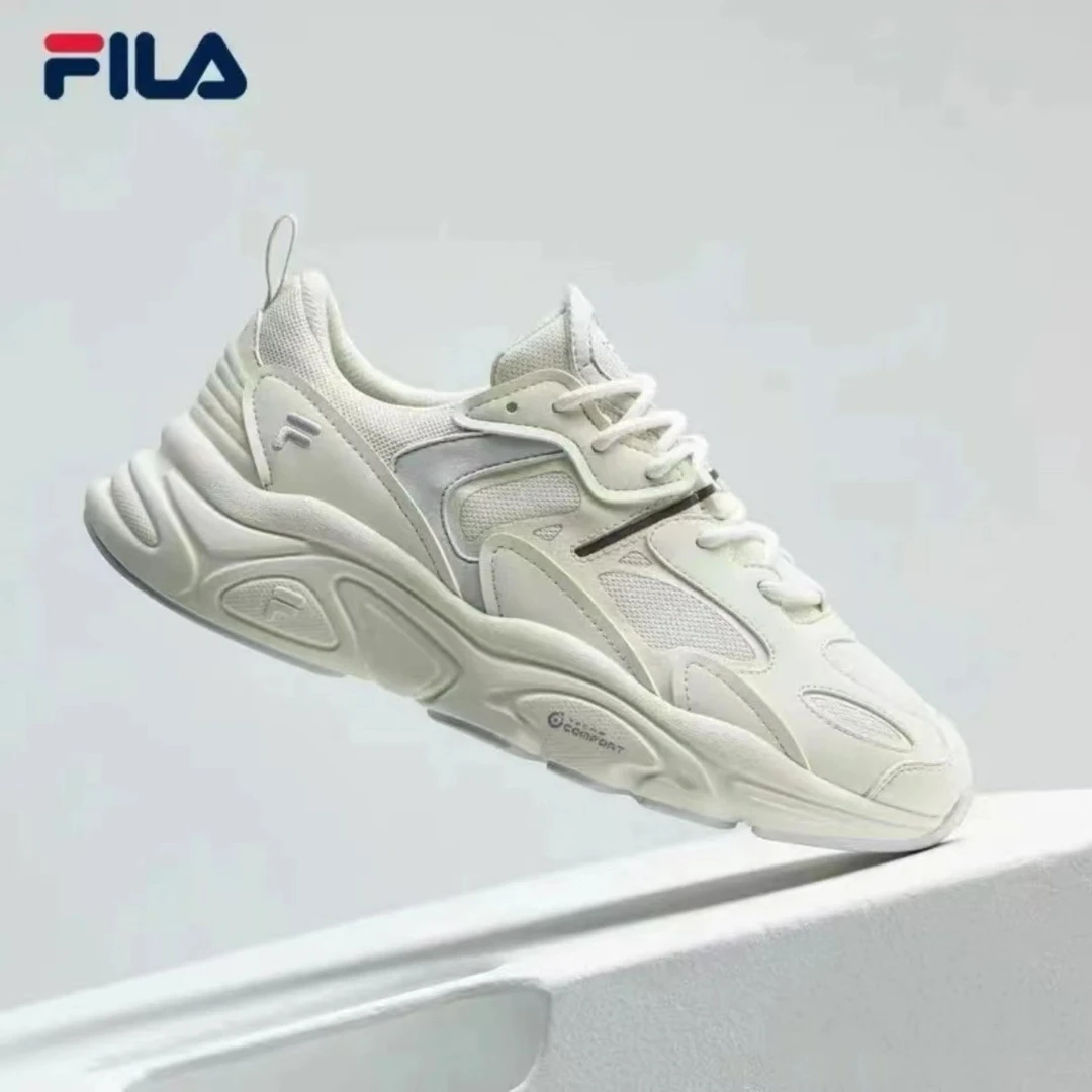 FILA【火星】微白女雾灰色男女复古运动老爹鞋轻透休闲鞋F12W232174