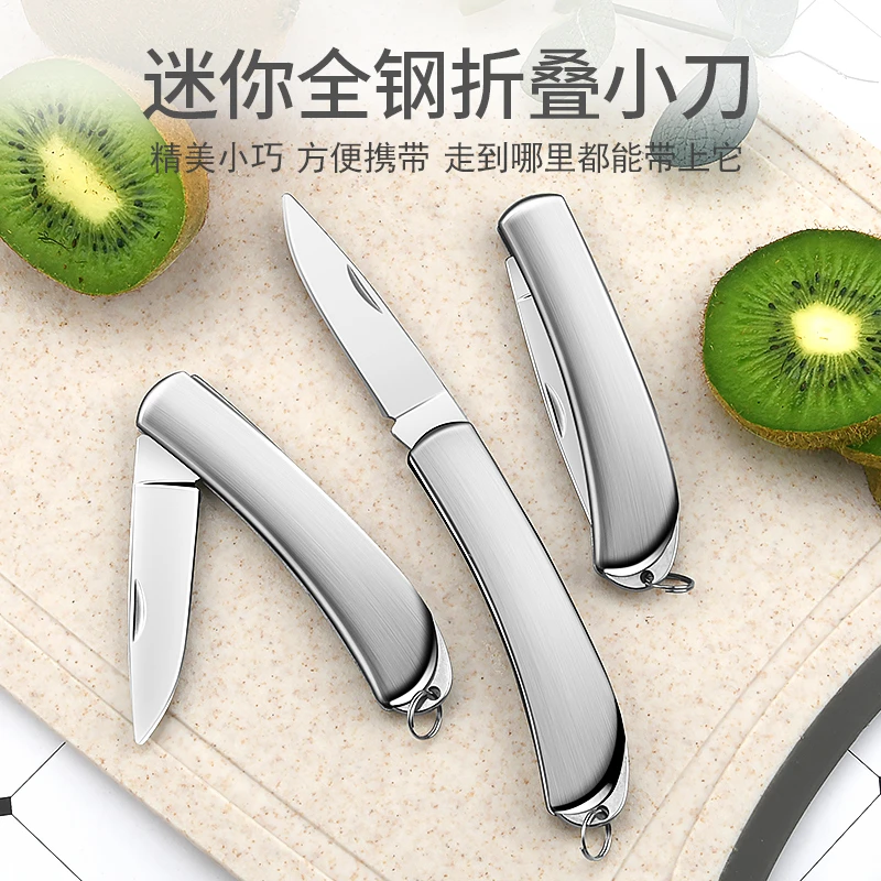 不锈钢户外折叠小刀锋利便携小刀随身迷你钥匙刀办公家用水果刀