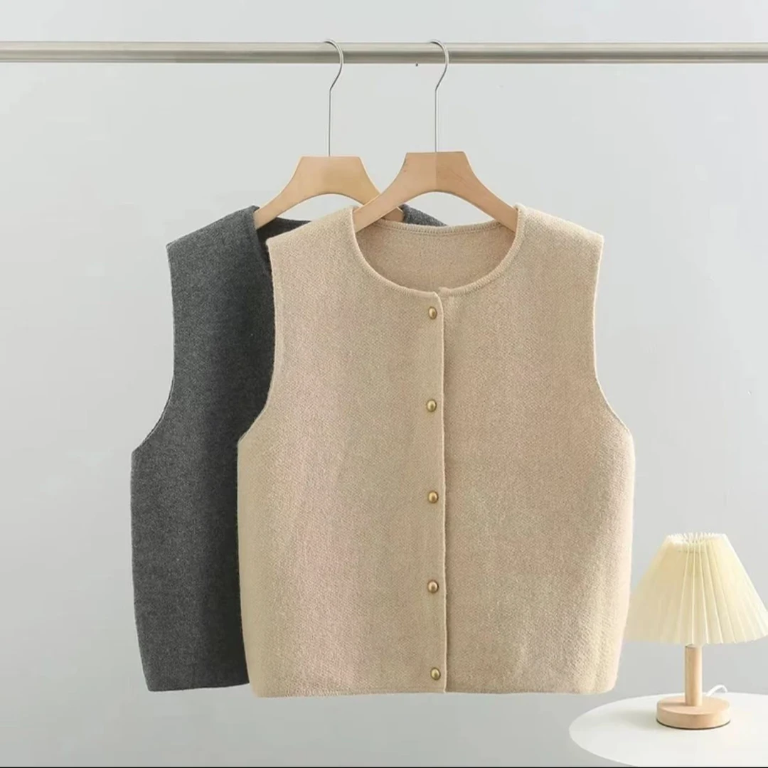 2025春季新款百搭减龄显瘦休闲大码针织马甲百搭背心女105#