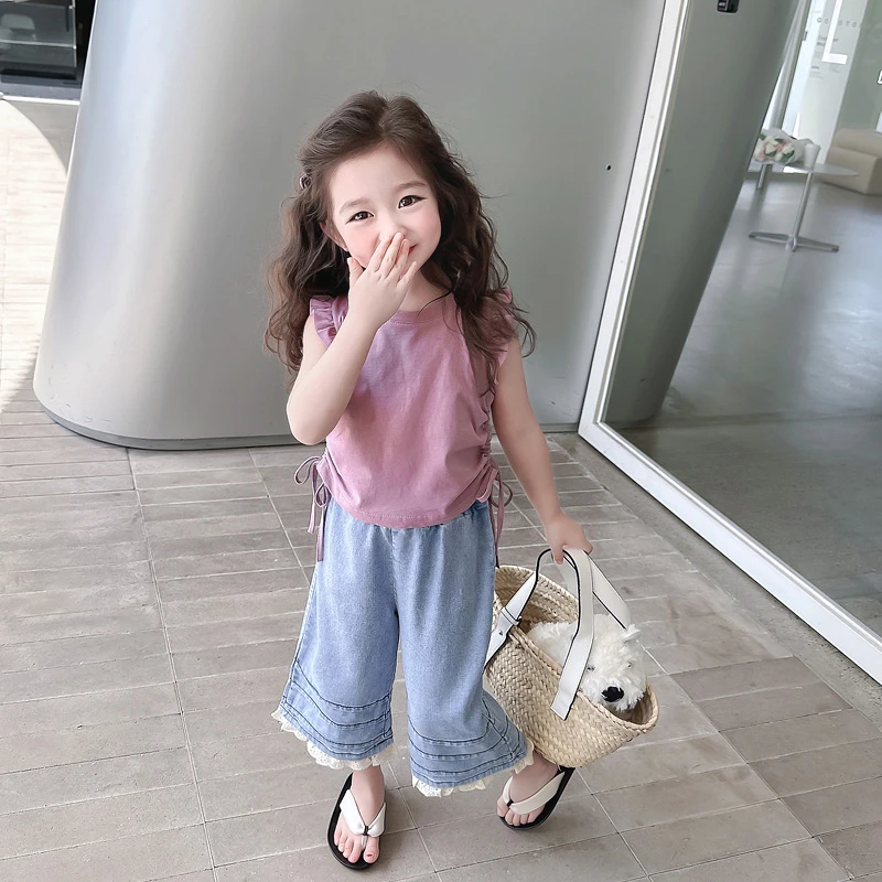 女童套装夏款2025新款夏季儿童装背心阔腿裤两件套网红女宝宝薄款