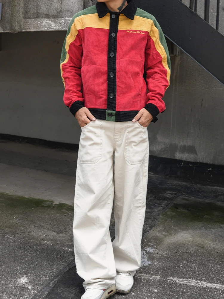 风格未知数 撞色牙买加复古美式短款外套