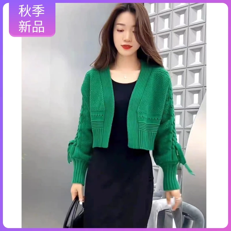 洋气毛衣开衫外套女秋季新款时尚小众设计感短款长袖披肩针织上衣