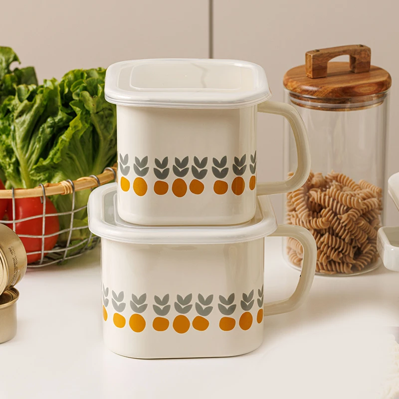 【小茜推荐】颜值超高的  14CM+15.5CM橘子花方杯保鲜杯猪油杯
