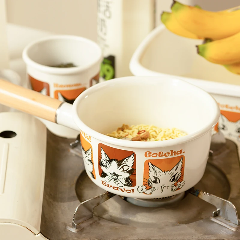 16.5CM 加厚款 奇异猫系列 搪瓷奶锅