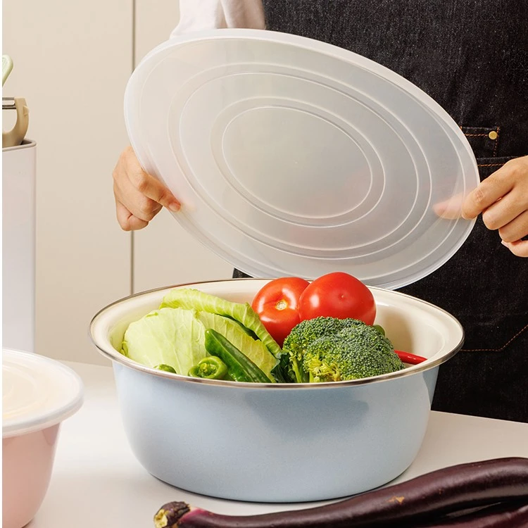 【颜值好物】加厚款 32CM搪瓷蓝色和面盆厨房和面食品级珐琅可加热