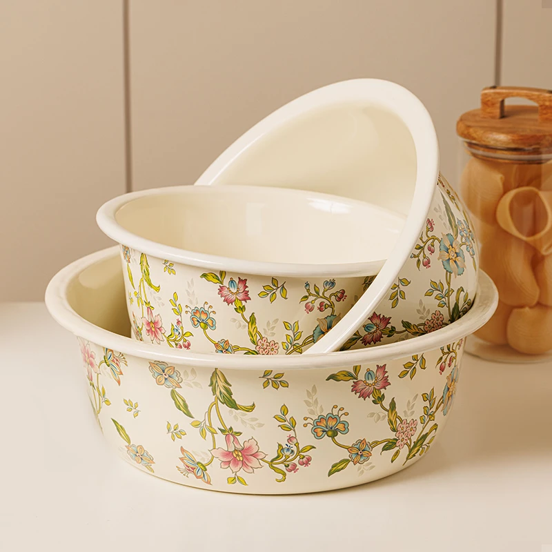 【设计师款】升级宽边口 普罗旺斯花 特厚款珐琅搪瓷盆