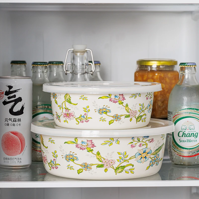 【颜值好货】 芳香花 加厚款 圆形烤盘保鲜盒 芝士盘 饺子盘 料理盘