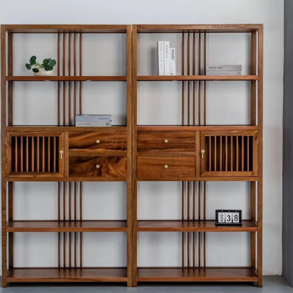 01胡桃木新观山博古架2件套198×98×36【不包邮】