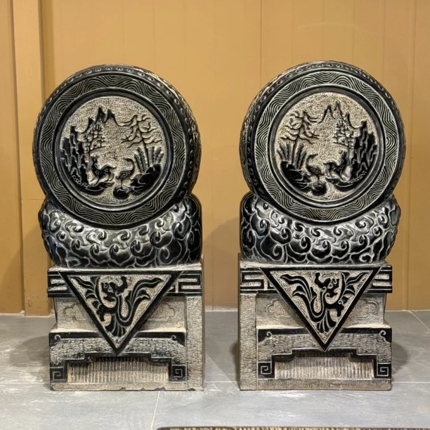 青石抱鼓石门蹲石高80厘米