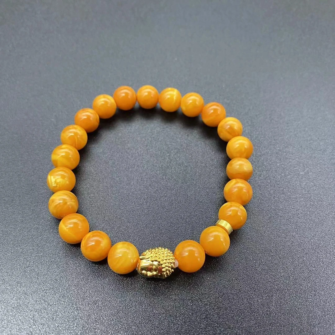【景旺】8mm+18k金佛头老蜡手串