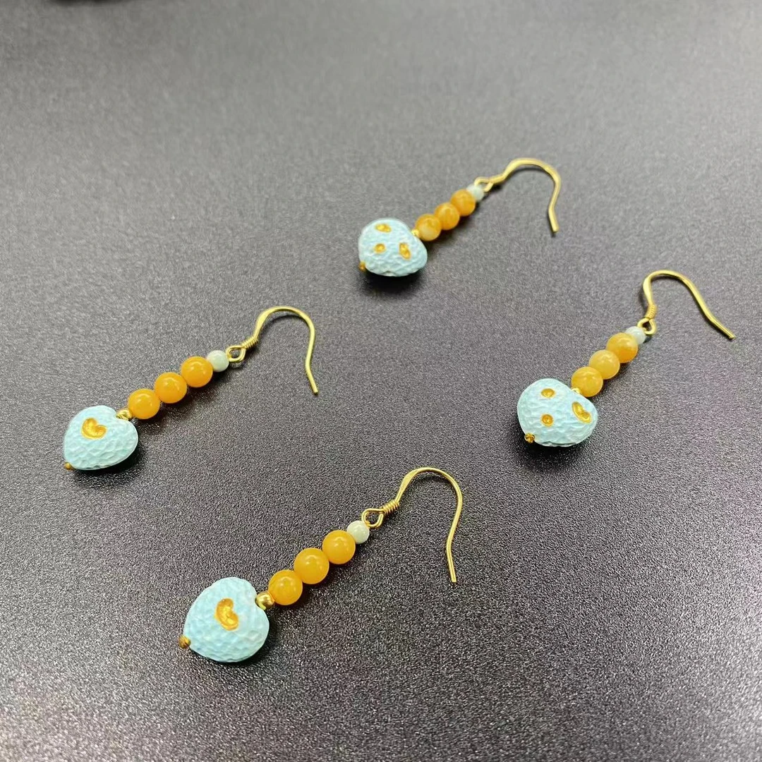 【景旺】10mm+绿松心形耳钩@多样性只发其中一件