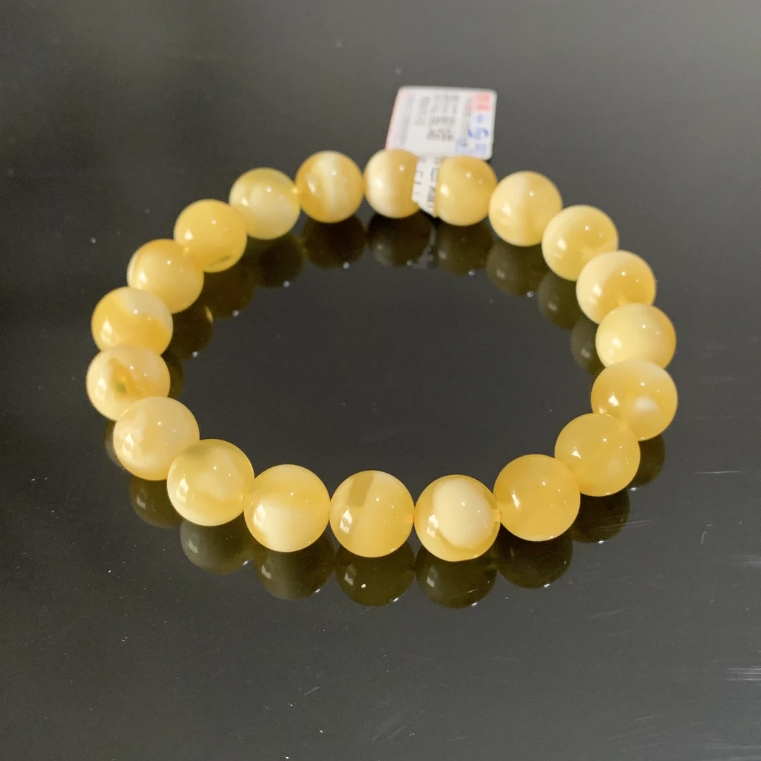 【景旺】6-14mm+聚宝盆蜜蜡手串男女款时尚轻奢百搭女士黄色素款
