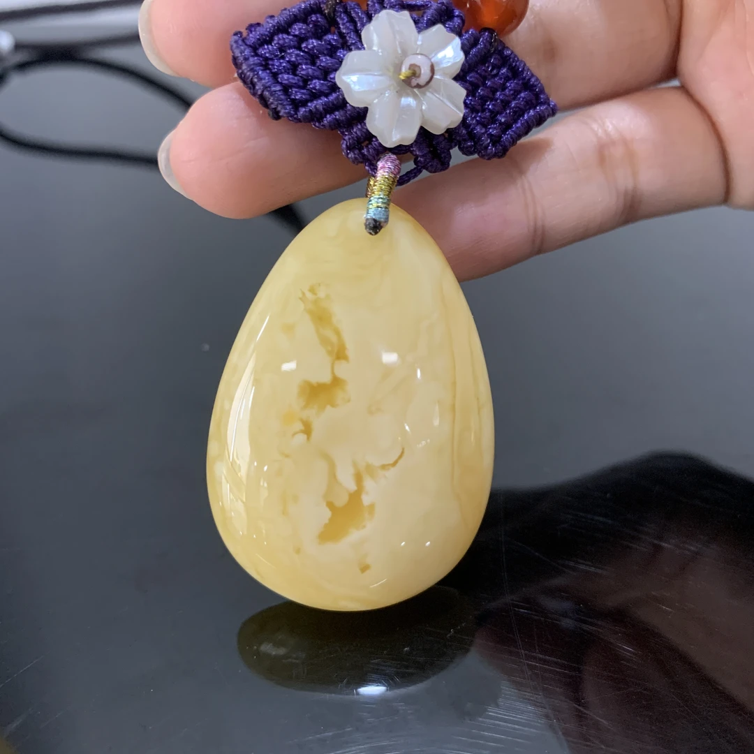 【景旺】11.77克俄料满蜡飘花百搭水滴吊坠860