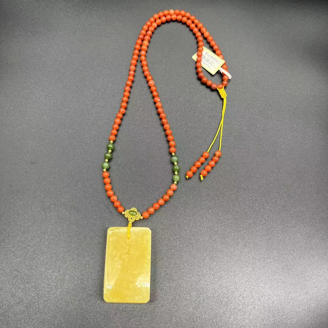 【景旺】蜜蜡无事牌南红套链