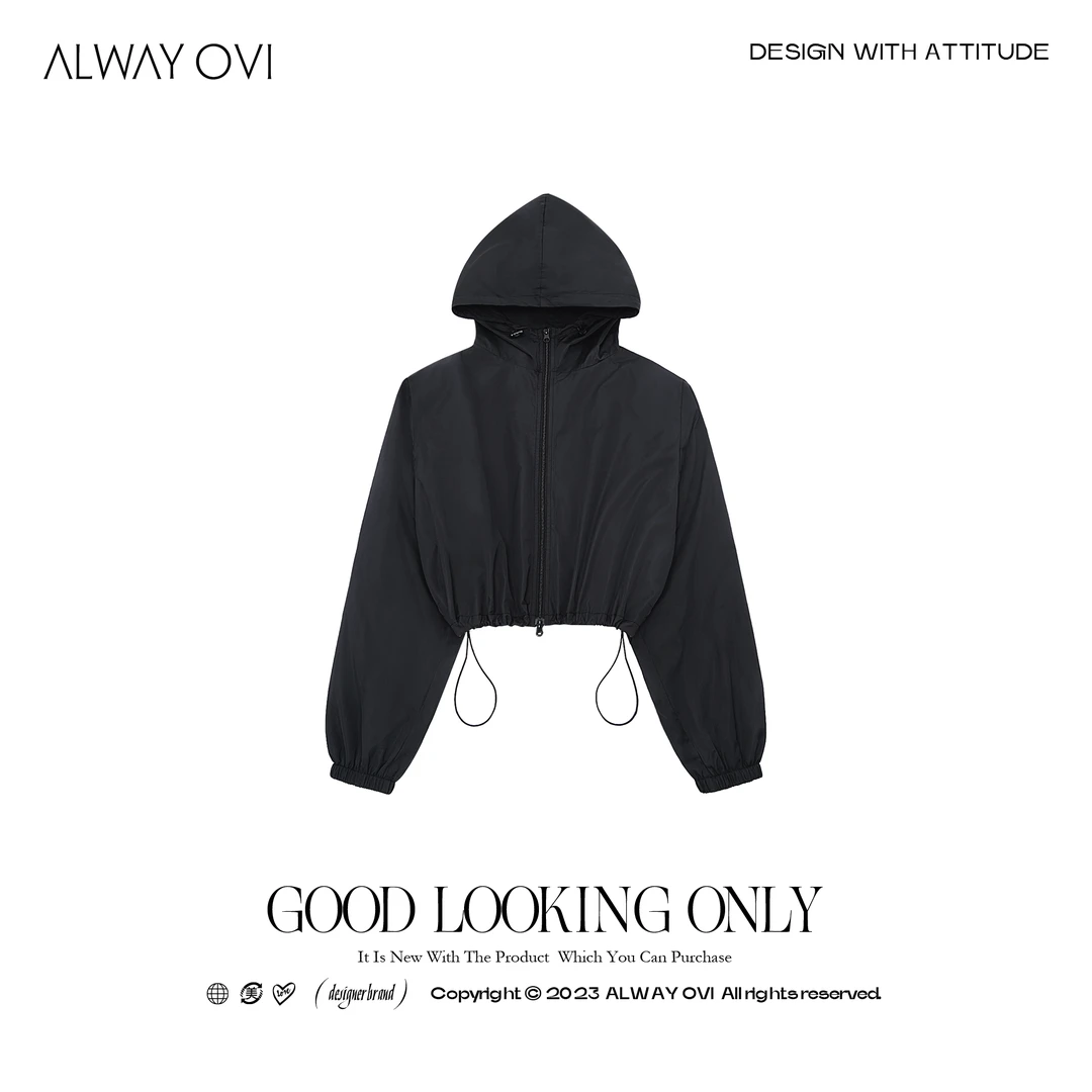【ALWAY OVI 】连帽拉链宽松冲锋衣休闲短款外套