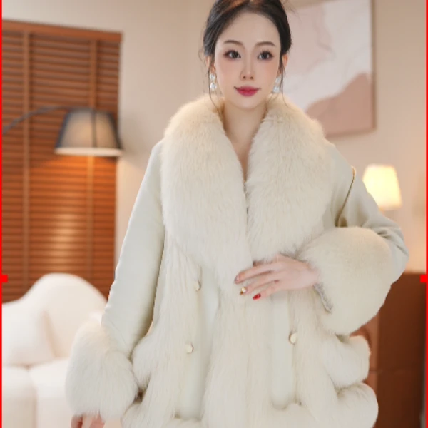 格格-2024秋冬毛外套时尚气质款轻奢百搭女款短款冬季保暖女拼接