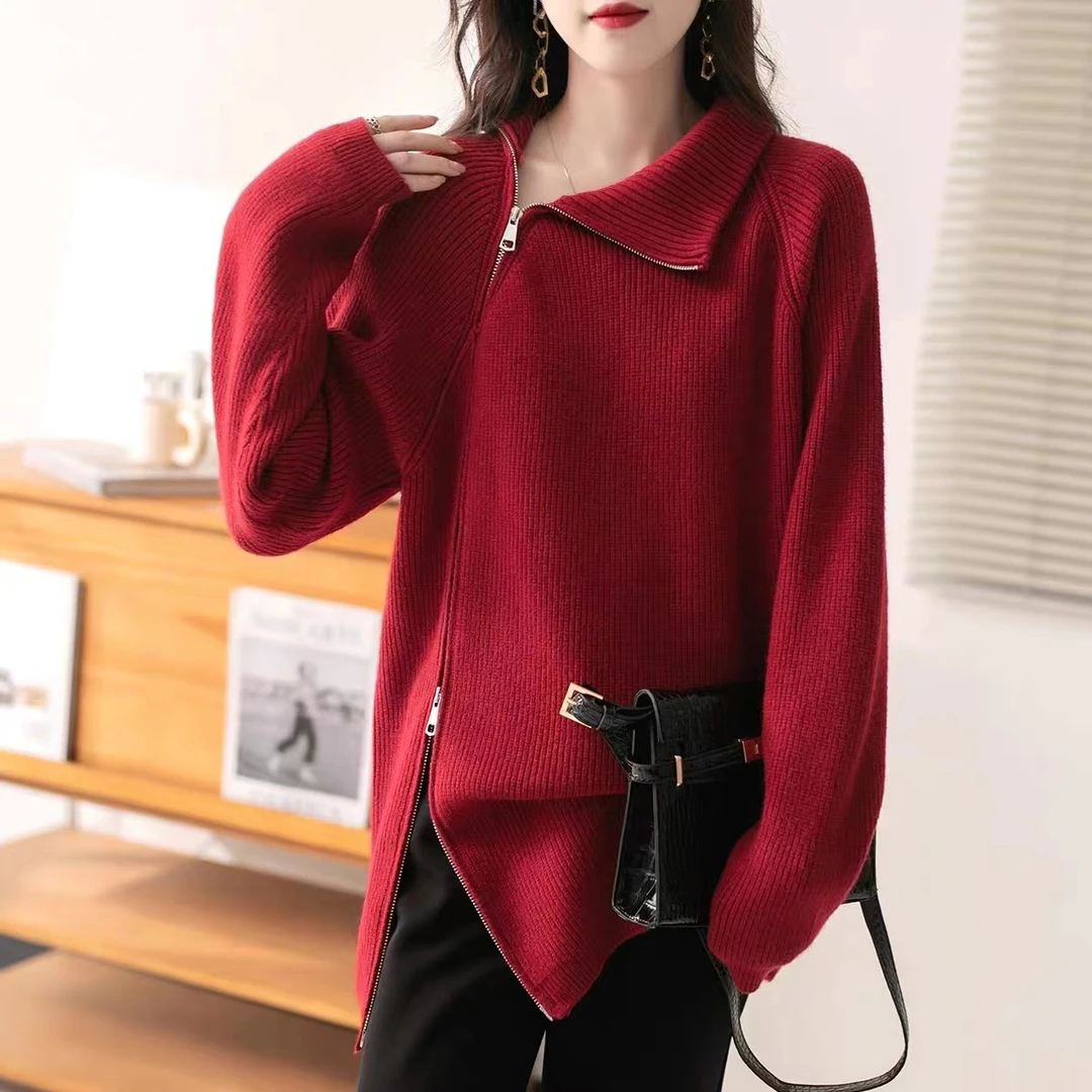 【大七严选】高定款 中长款加厚高领设计感针织衫开衫
