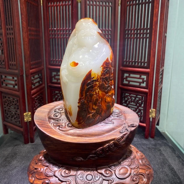 精品高端和田玉财神摆件