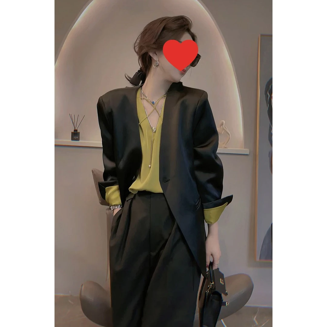 爆款御姐轻熟小香风气质收腰显瘦黑色西装外套女春7730