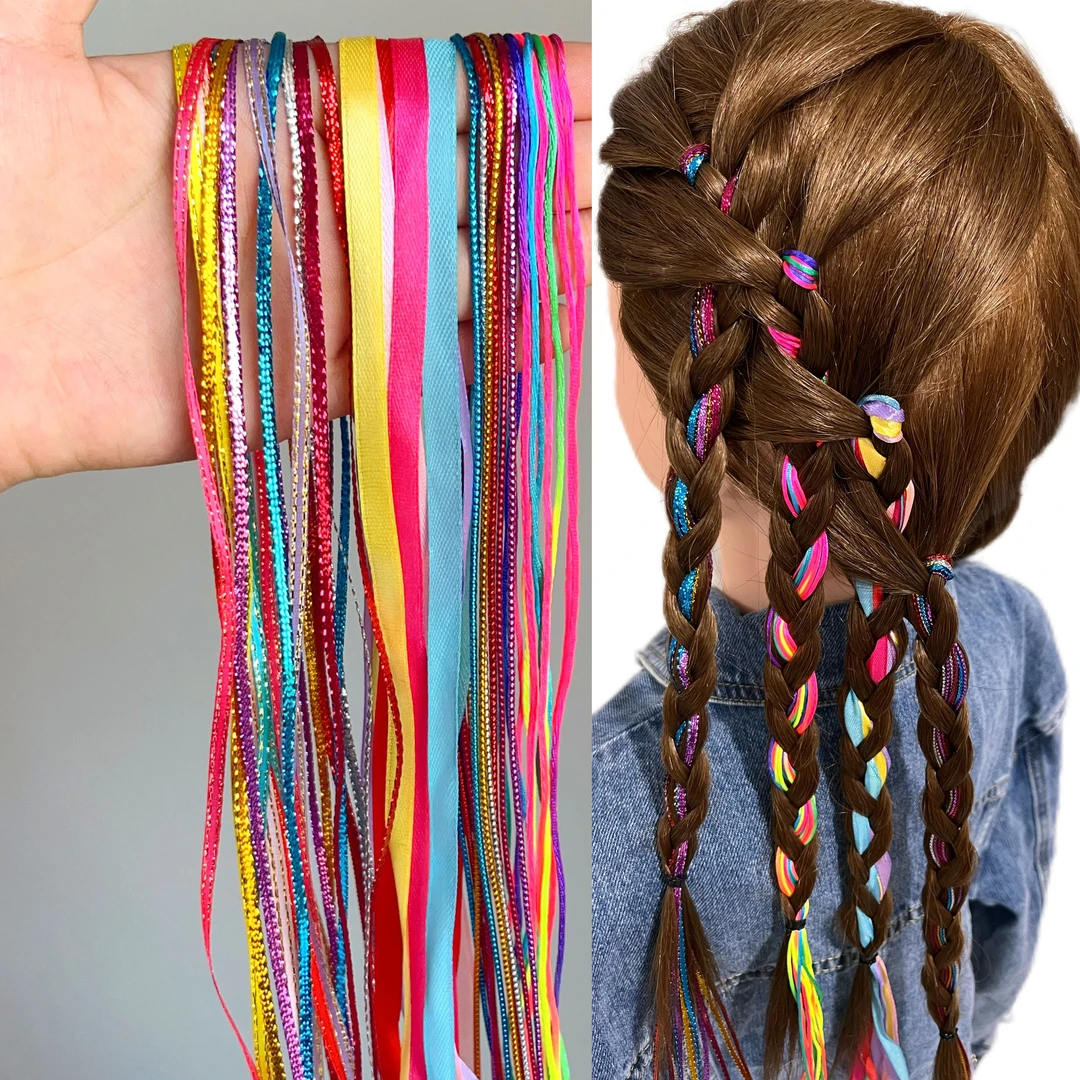 编发彩绳脏脏辫头绳脏辫发绳七彩丝带彩带彩色发绳可爱女盘发头饰