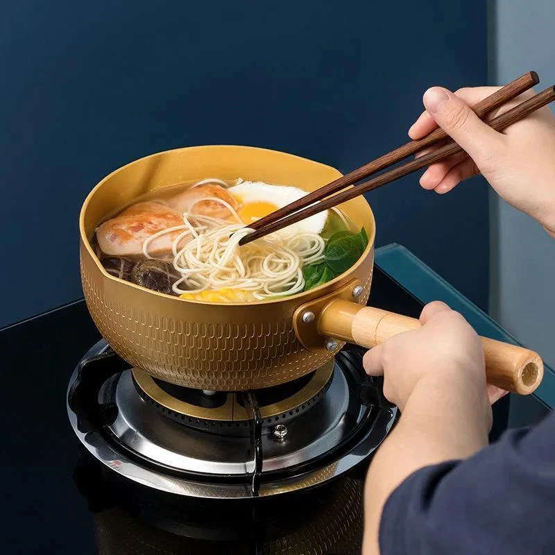 日式牛油果绿雪平锅家用奶锅不粘锅电磁炉燃气灶小汤锅煮泡面蒸锅