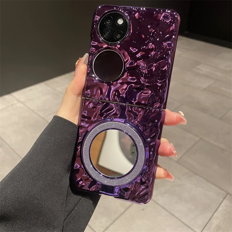 适用于华为pocket2手机壳新款Pocket2折叠屏保护套高级感电镀褶皱