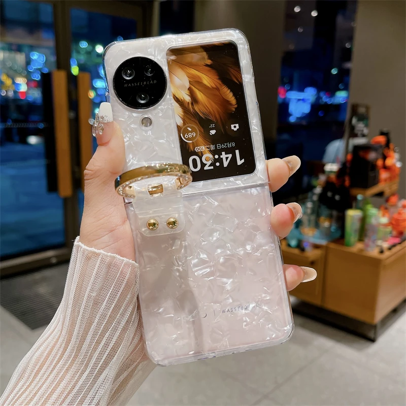 诺库oppofindn3flip手机壳蓝光彩绘贝壳纹指环超薄时尚折叠N3FLIP