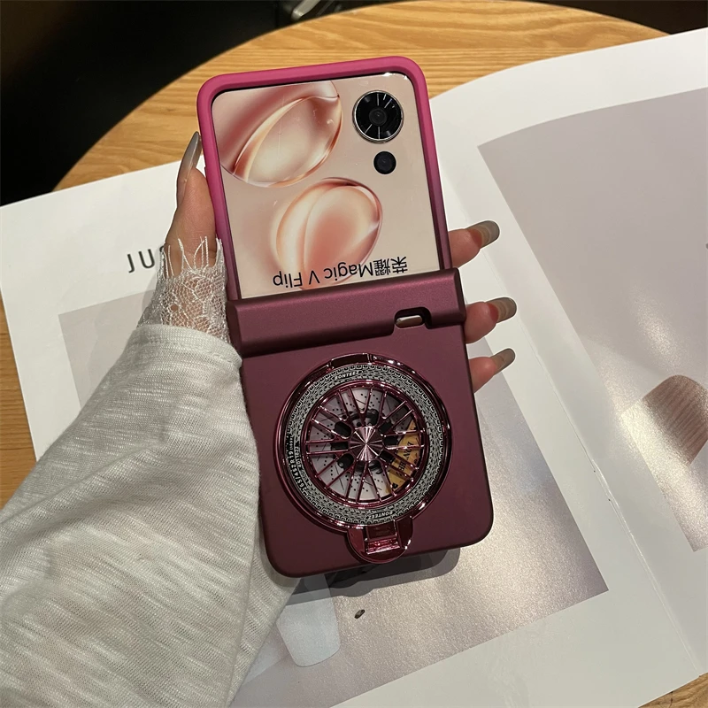 适用于荣耀MagicVFlip手机壳磨砂渐变铰链支架手提款vflip2保护壳