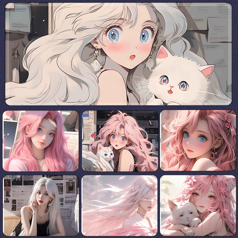 二次元鼠标垫超大动漫男女生电竞游戏键盘垫电脑办公学习书桌面垫