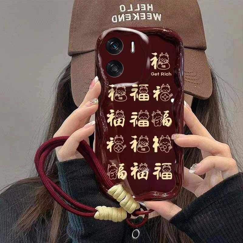 满屏龙龙福字荣耀X50手机壳荣耀X50I奶油纹全包软硅胶新潮牌ins
