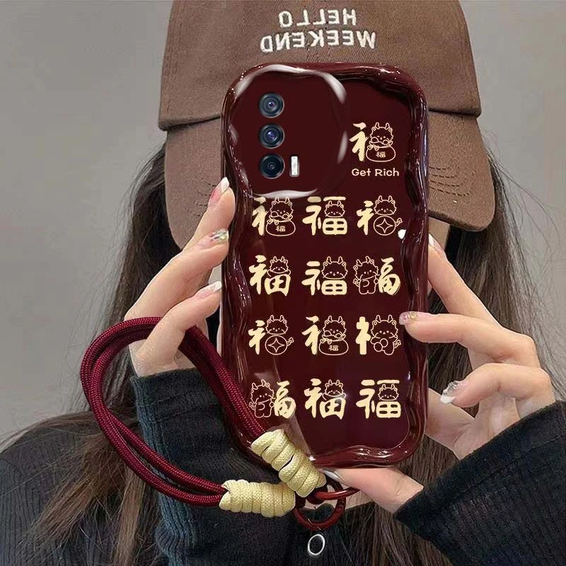 满屏龙龙福字IQOONEO5手机壳IQOONEO5SE奶油纹全包软硅胶潮ins