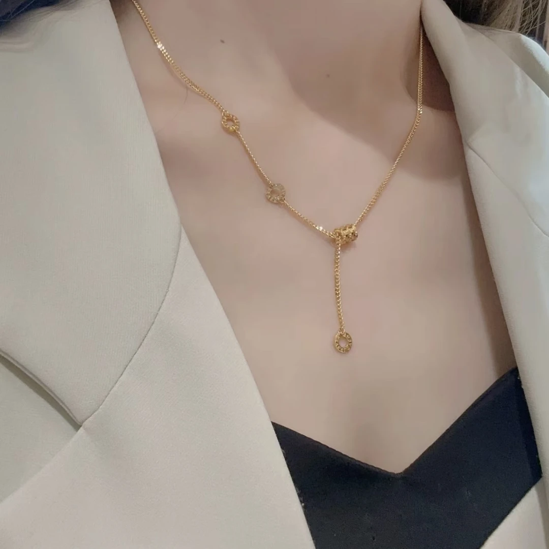 钛钢项链 洗澡不用取 18K不掉色小蛮腰项链路路通转运珠时尚轻奢