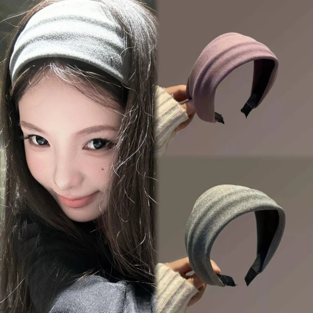 韩系老钱风紫色绒面！针织宽边秋冬发箍拍照巨出片 软软糯糯质感好