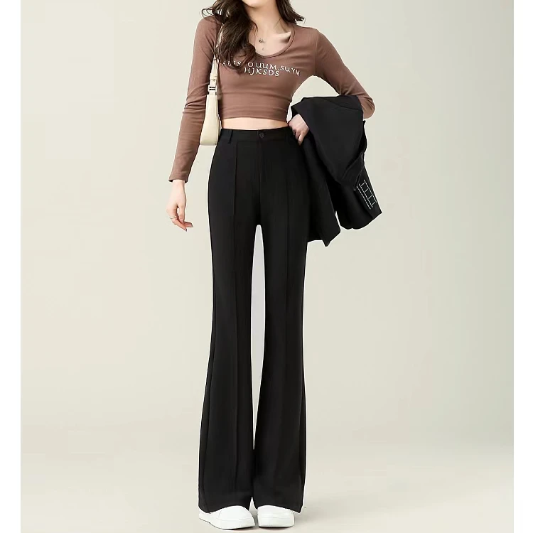 二哥二嫂【K5001微喇裤】冬季加绒显瘦百搭女士微喇西装裤