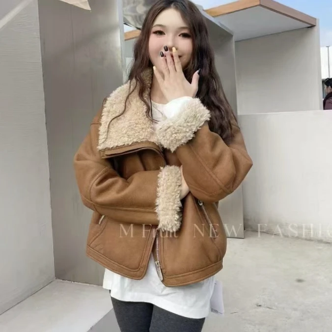 二哥二嫂【166】冬季翻领加厚毛毛外套