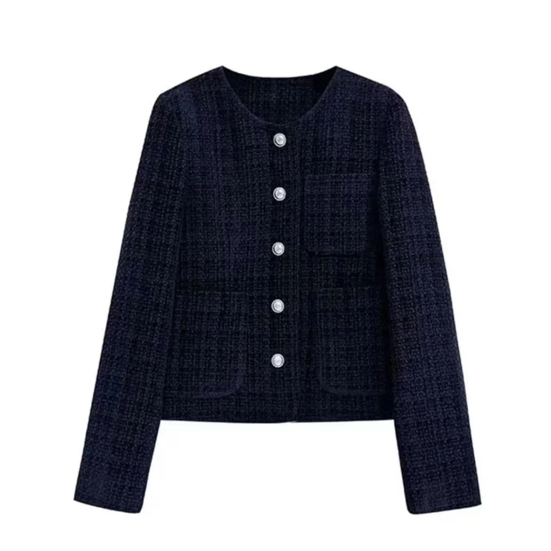 二哥二嫂【藏青小香-羽绒款】冬季法式时尚藏青色小香羽绒服