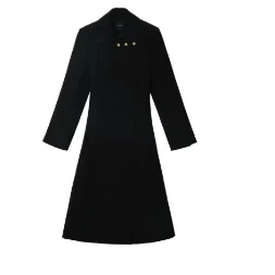 二哥二嫂 【黑金大衣】学院风秋季新款高级感收腰显瘦气质黑色风衣